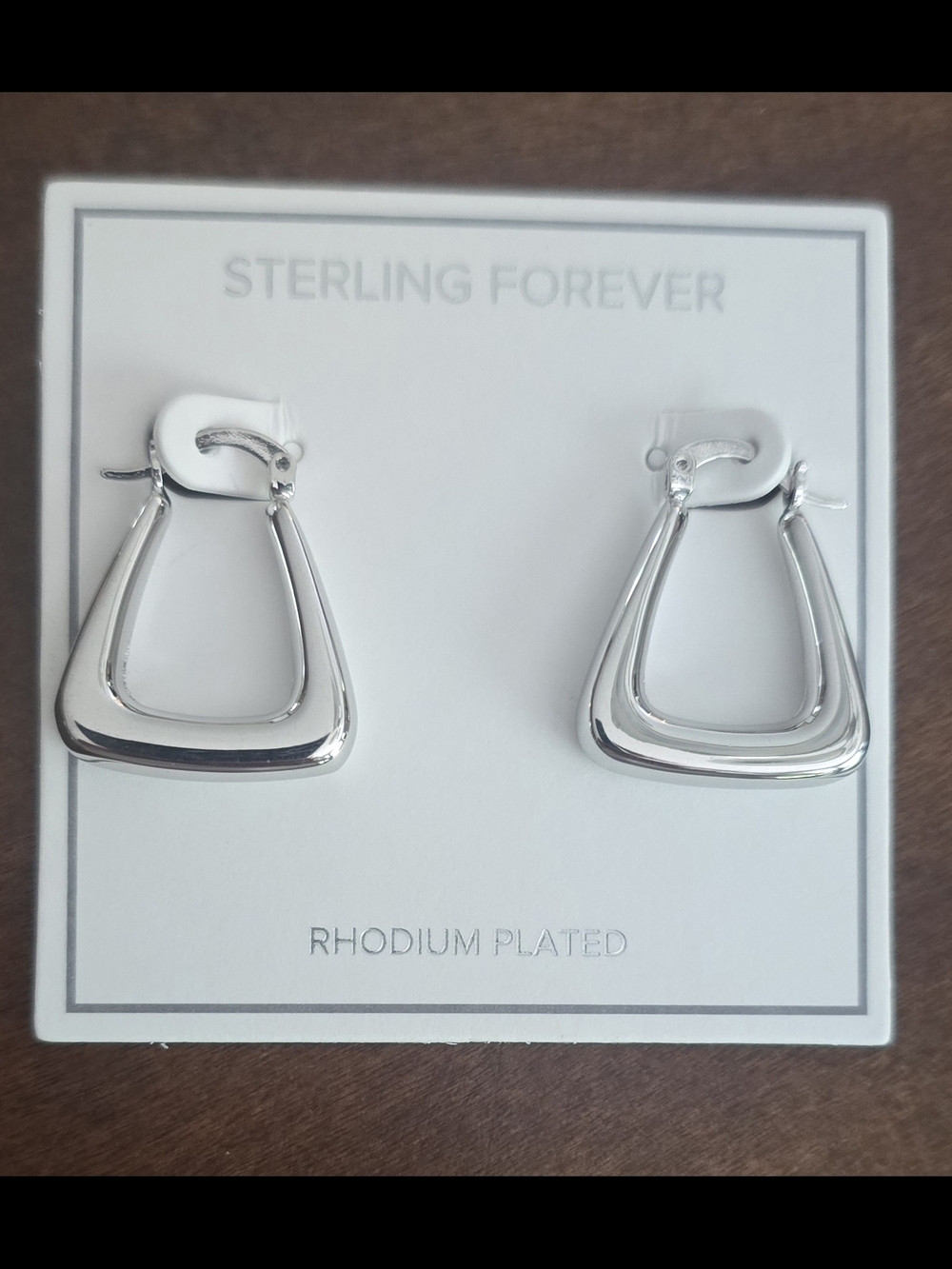 NWT Rhodium-Plated Silver Geometric Hoop Earrings - Silver